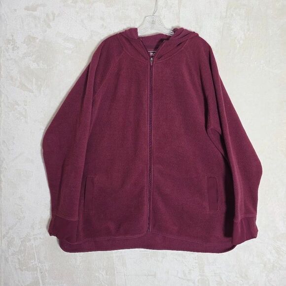 Tek Gear Essential Gear Plus Size 3X Burgundy Full Zip Fleece Hoodie Long Sleeve - Picture 1 of 11